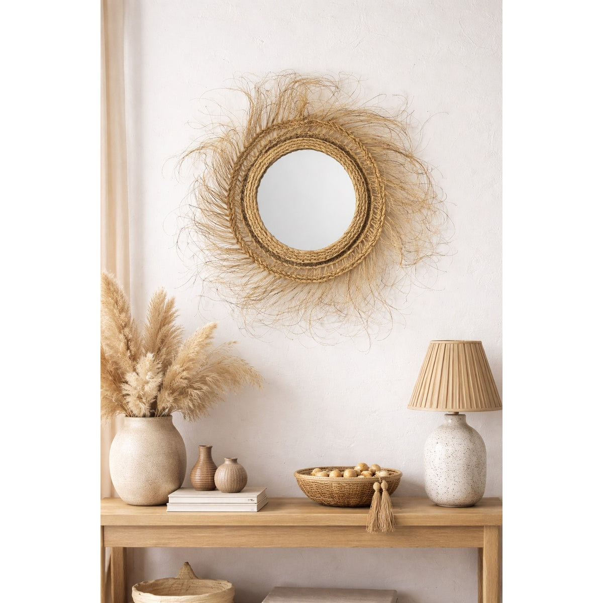 Miroir en Halfa fait à la main diamètre 50 cm