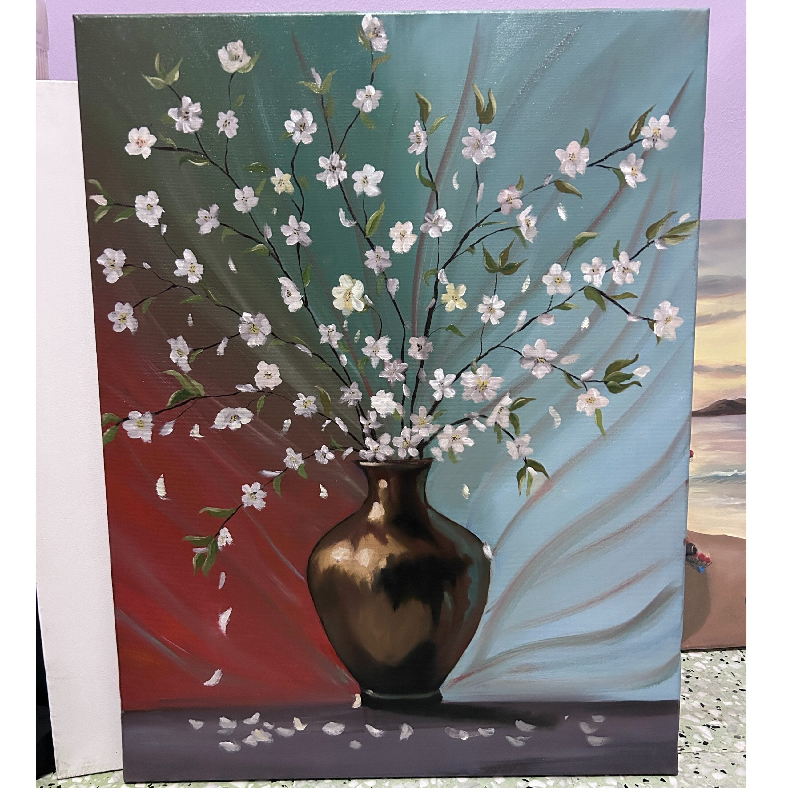 Tableau Classique Moderne en Toile - Poésie Florale Contrastée
