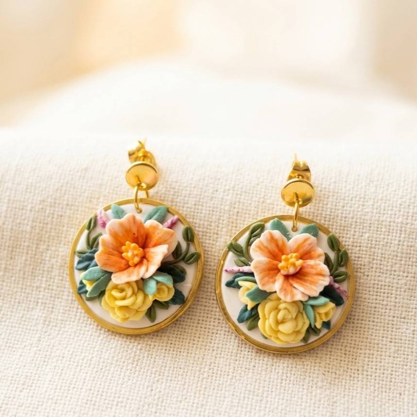 L'éclat éternel de l'Hibiscus -boucles d'oreilles-