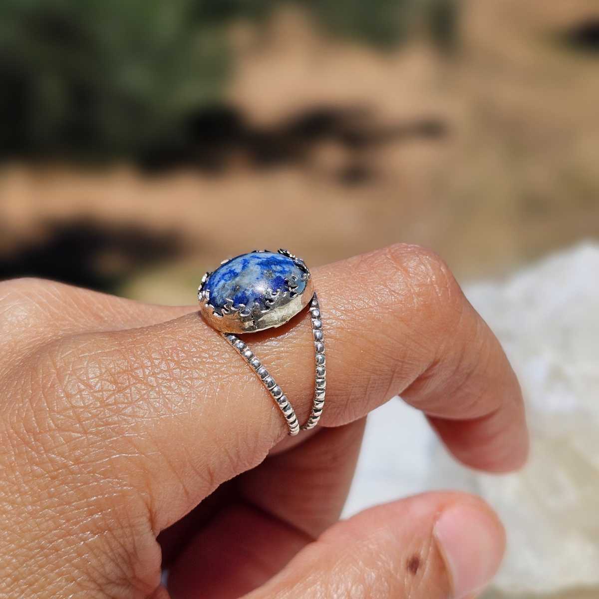 bague lapis lazuli en argent 925 éclatante et unique