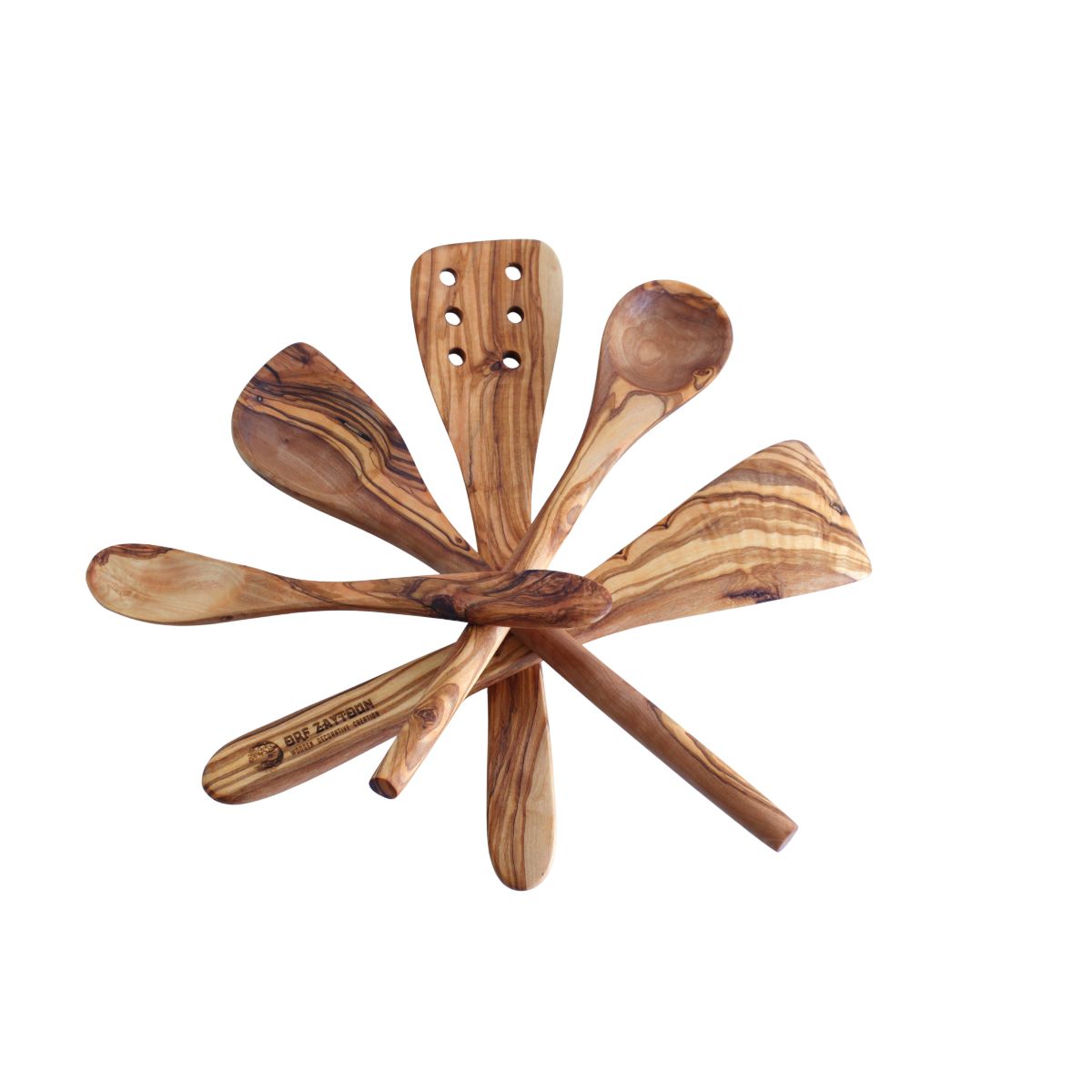 ustensiles de cuisine en bois d'olivier avec support exclusif