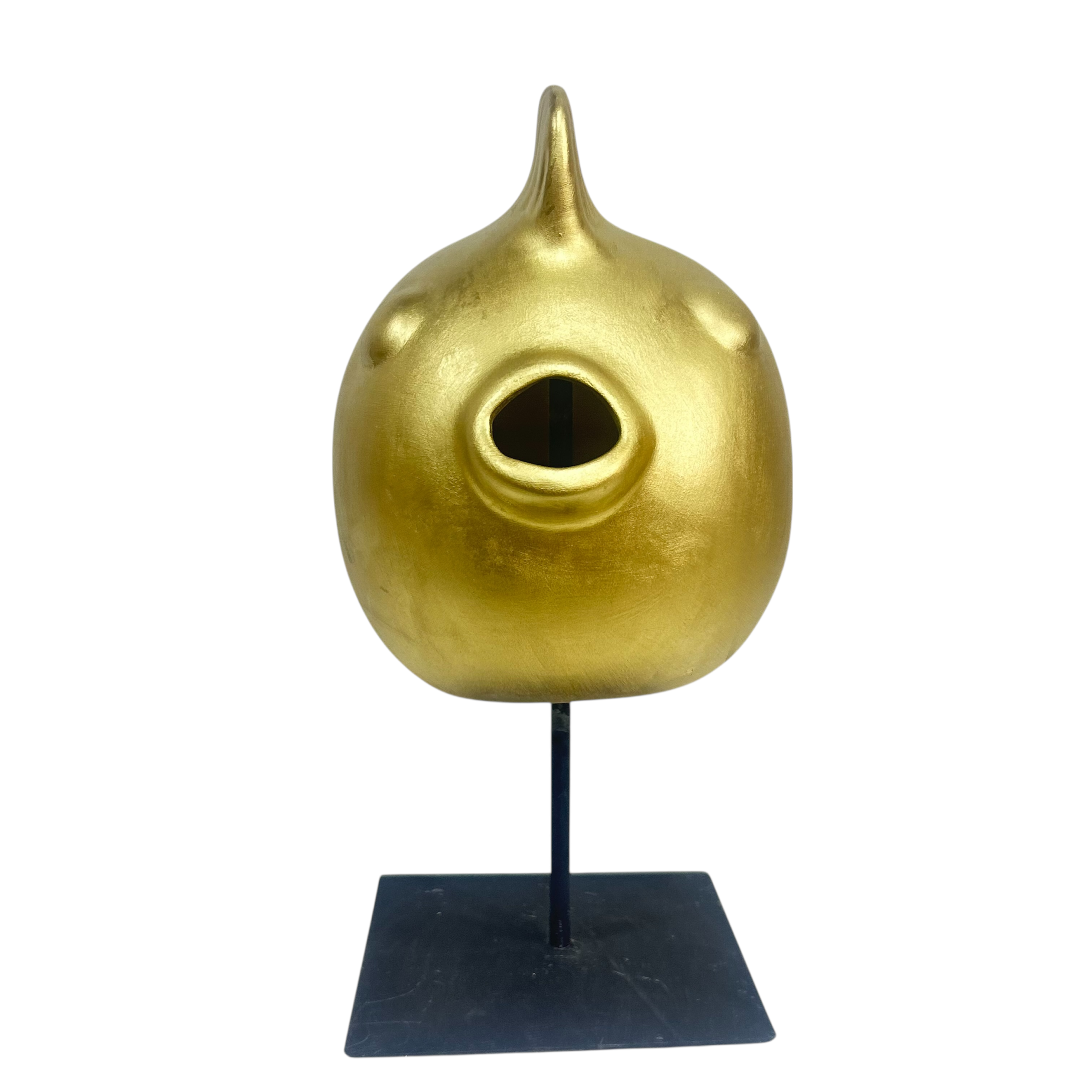 Sculpture poisson doré sur tige