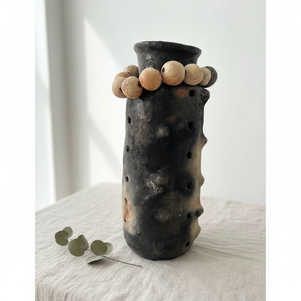Vase noir élégant 70 cm pour un décor moderne et raffiné