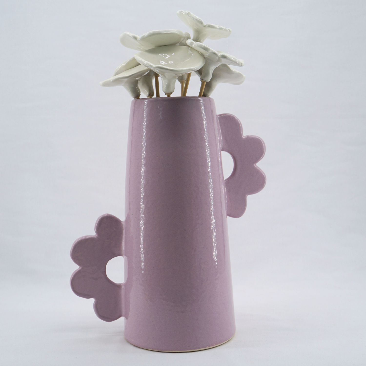 Vase décoratif rose pastel en céramique – Fait main