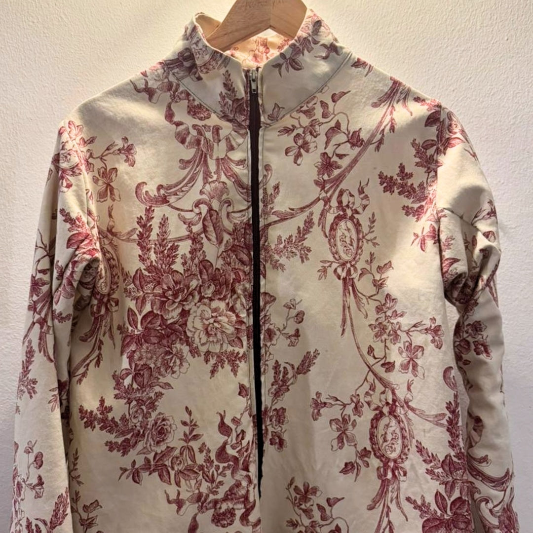 Veste upcyclée en tissu d’ancien rideau (Taille M)