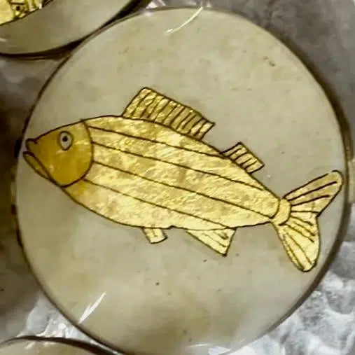Dessous de verre "POISSONS" à la feuille d'or - Coffret cadeau précieux et élégant -