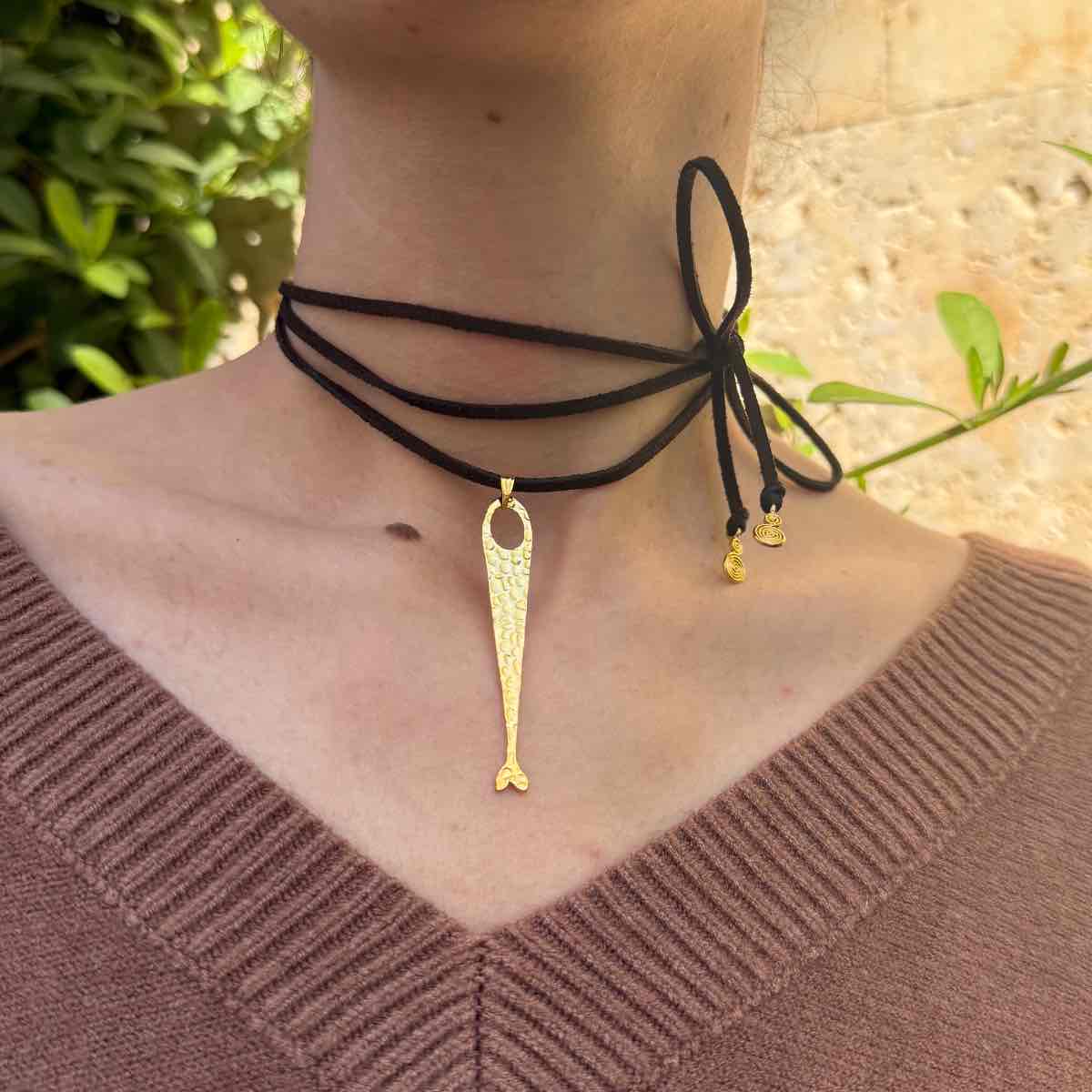 Collier cuir ajustable premium marron et doré exclusif