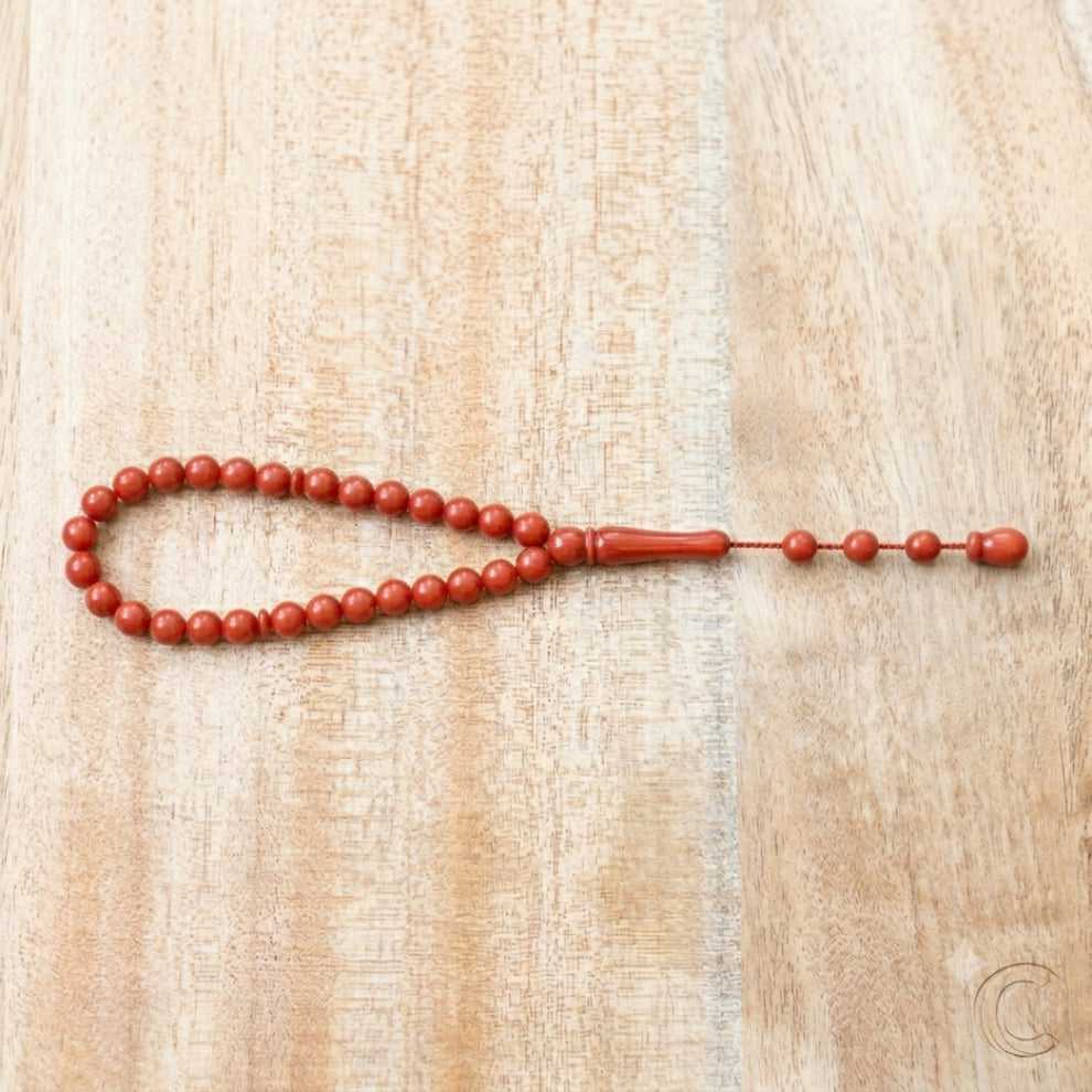 chapelet rouge en corail tunisien fait main 33 perles premium