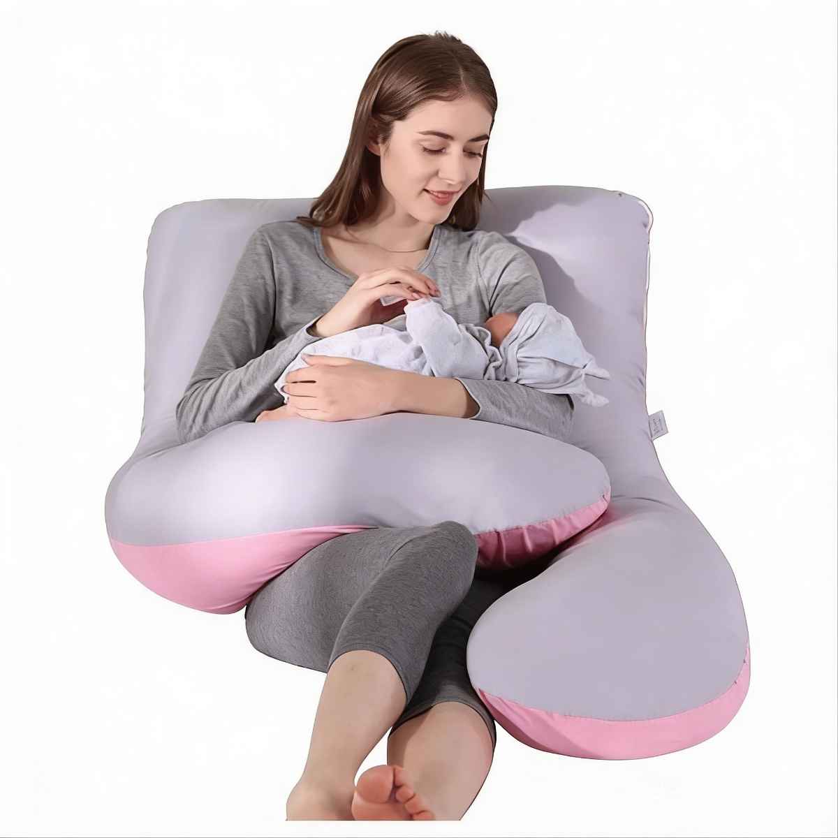 Oreiller Géant Rose gris Pour Les Femmes Enceintes 130*75 cm