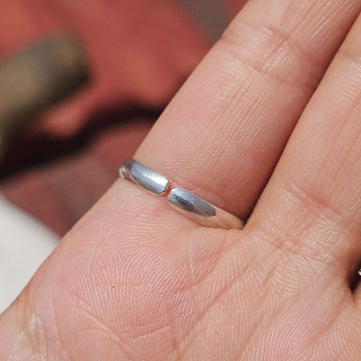Bague Rose Quartz en argent 925 massif ajustable