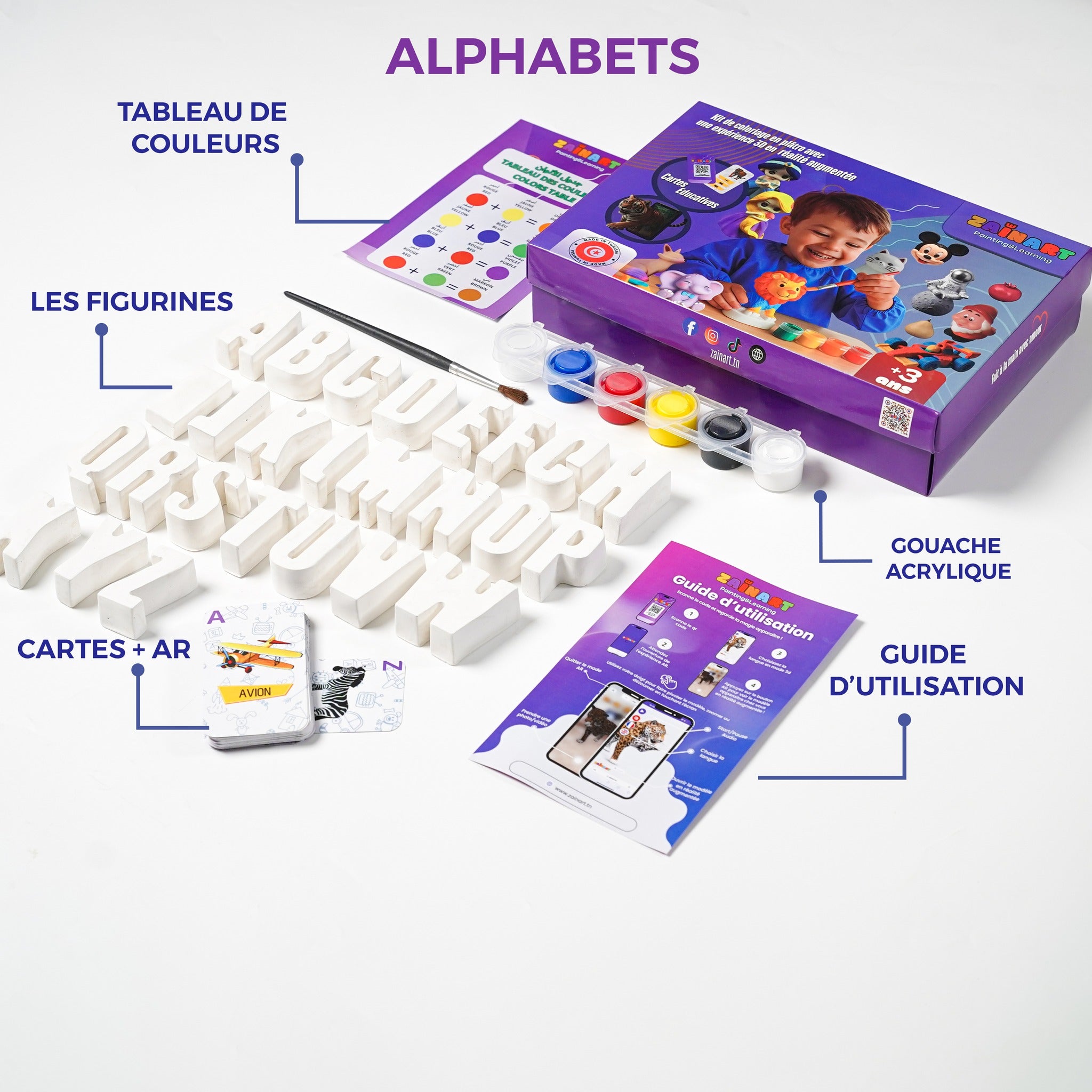 Kit de coloriage Alphabet et Numéro avec experience réalité augmentée