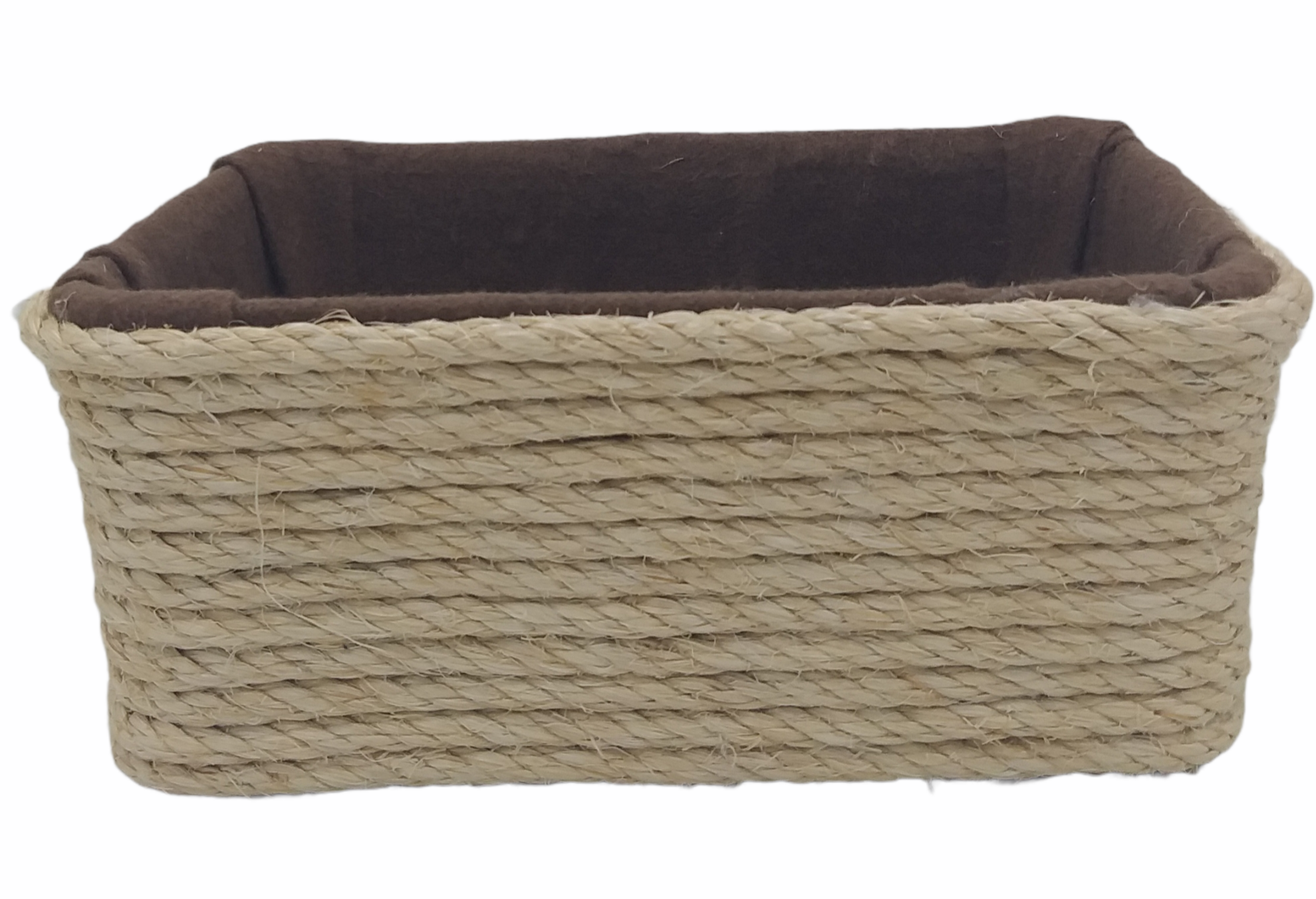 سلة تخزين مستطيلة - مصنوعة من السيزال والقماش - الأبعاد 24*20*10