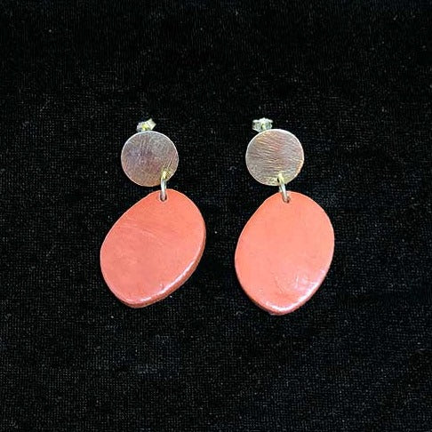 Handmade terracotta and gold-plated silver earrings