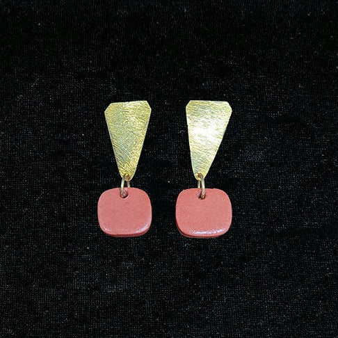 Boucles d'oreilles terracotta et doré pour femme
