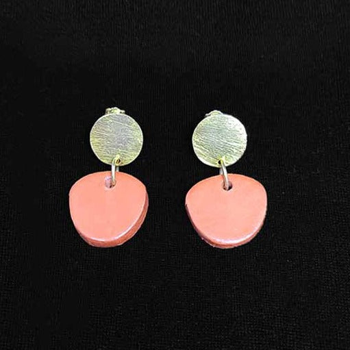 Boucles d'oreilles terracotta et argent plaqué or