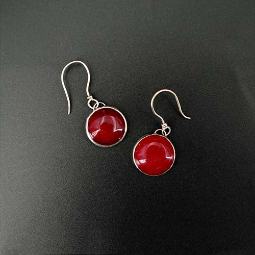 Boucle d'oreilles en argent et agate rouge
