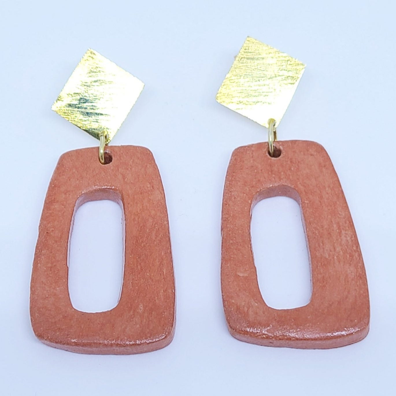 Boucles d'oreilles en terre cuite et argent pour femme