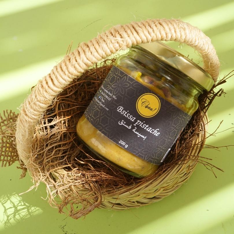 Bsissa pistache mélanger à l'huile d'olive , pâte à tartiner 200g