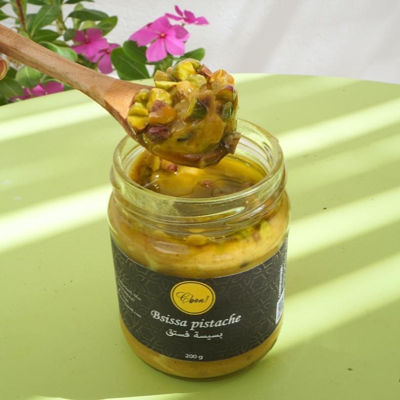 Bsissa pistache mélanger à l'huile d'olive , pâte à tartiner 200g