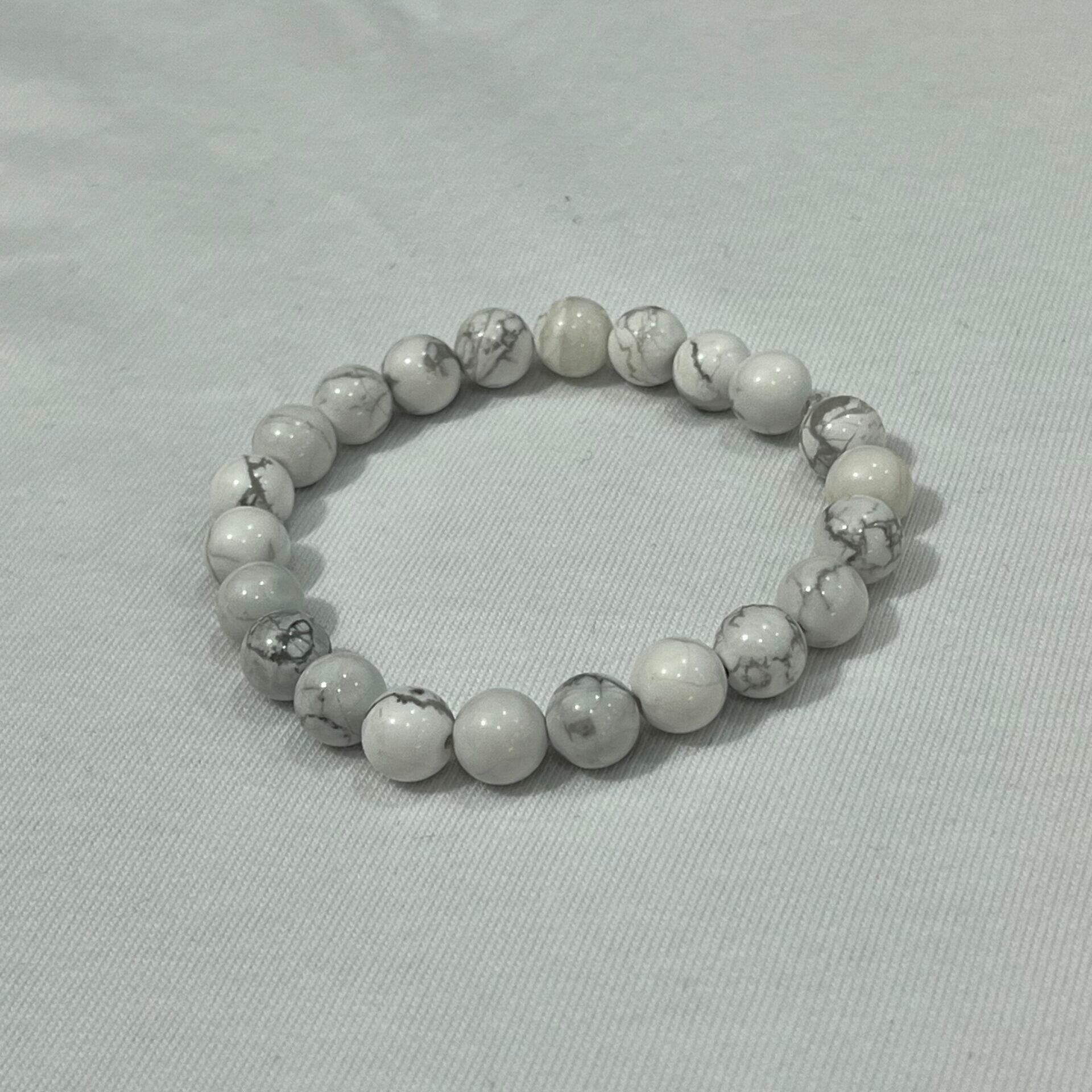 Unisex peace & serenity bracelet in natural howlite stone