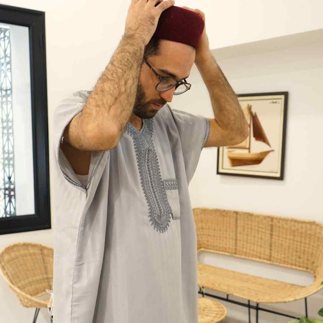 Jebba Tunisienne Grise - artisanat Tunisien fait main | ILEYCOM