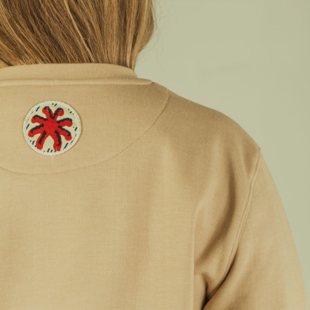 Loose fit unisex sweatshirt "I'M PROUD OF YOU" round neck and wax details