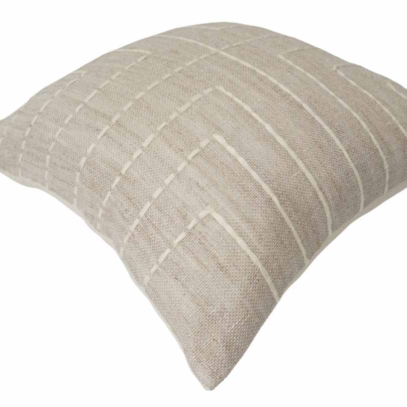 Kamaraya linen cushion, handmade linen cushion, 100% natural hand made cushion, gray cross pattern cushion