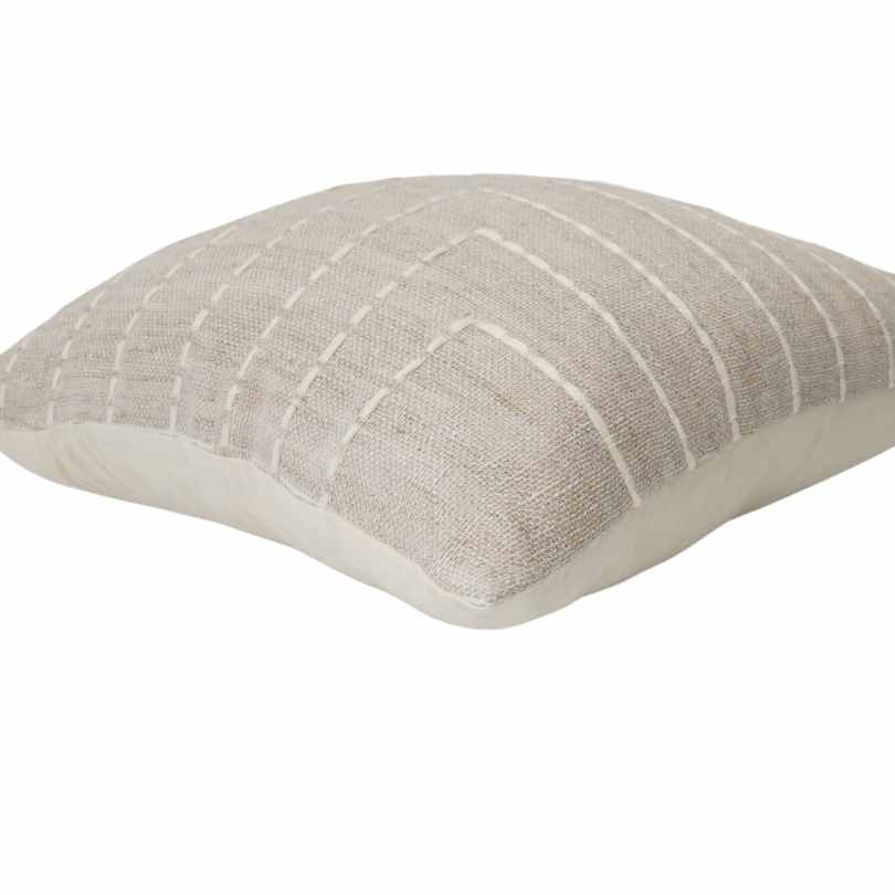 Kamaraya linen cushion, handmade linen cushion, 100% natural hand made cushion, gray cross pattern cushion
