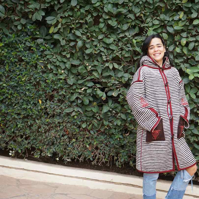 Unisex Berber jacket in 100% natural wool, Warm hooded coat, embroidered hand-woven jacket, vintage and artisanal jacket