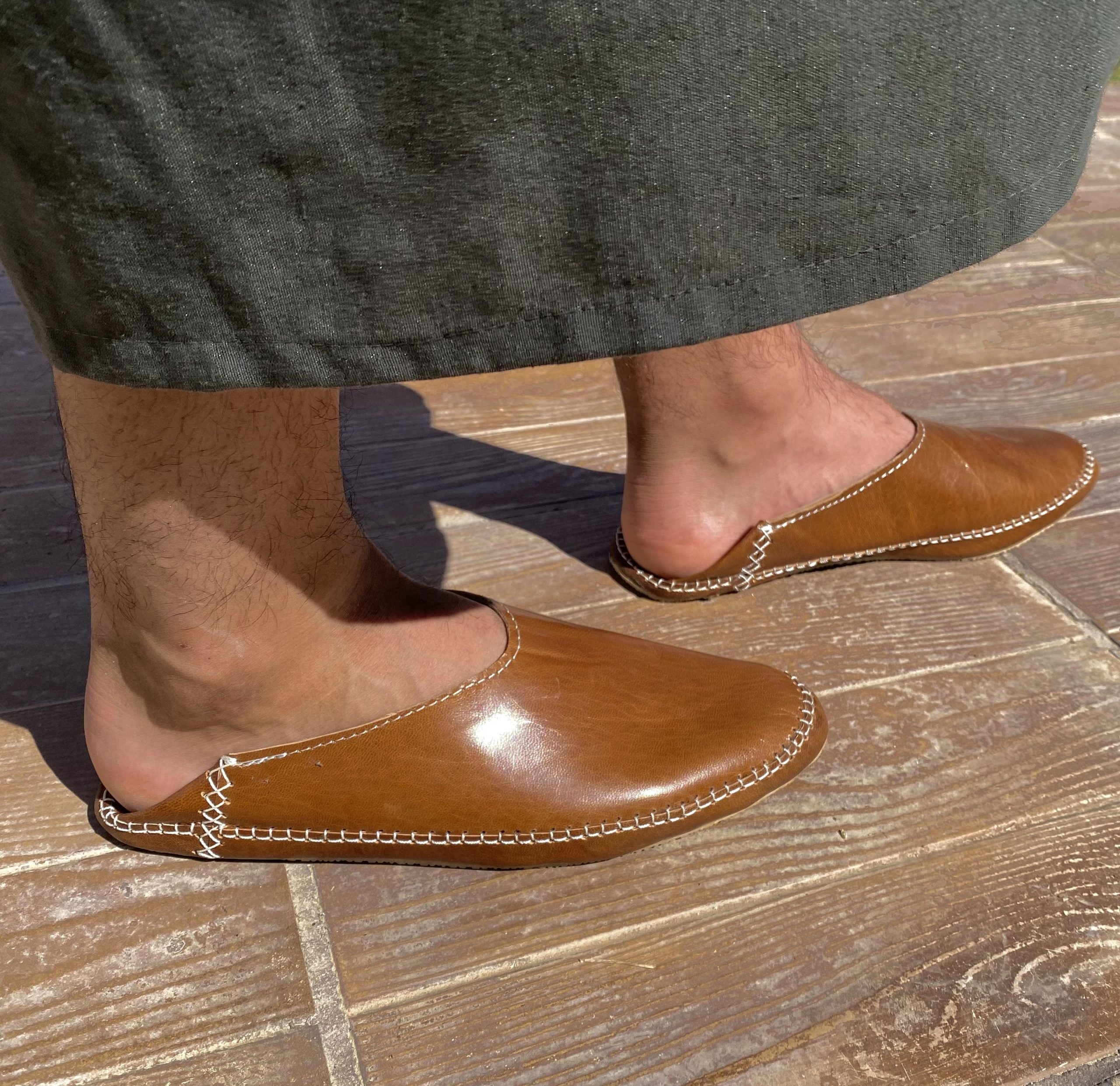 Babouches Miled fait main en cuir véritable pour hommes