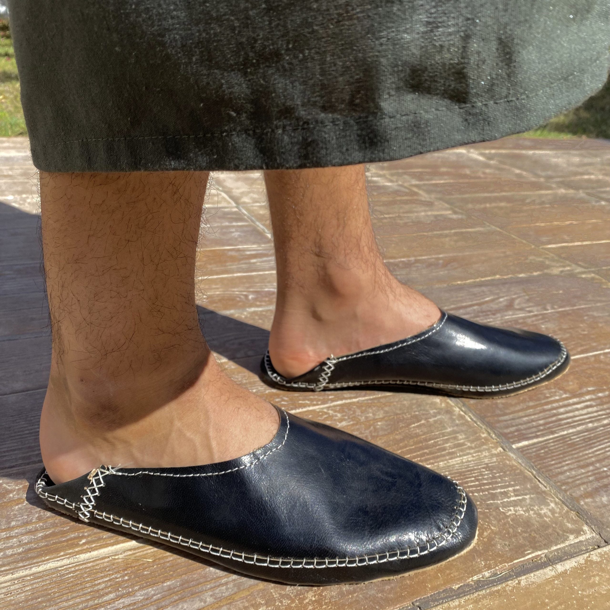 Babouches Miled fait main en cuir véritable pour hommes