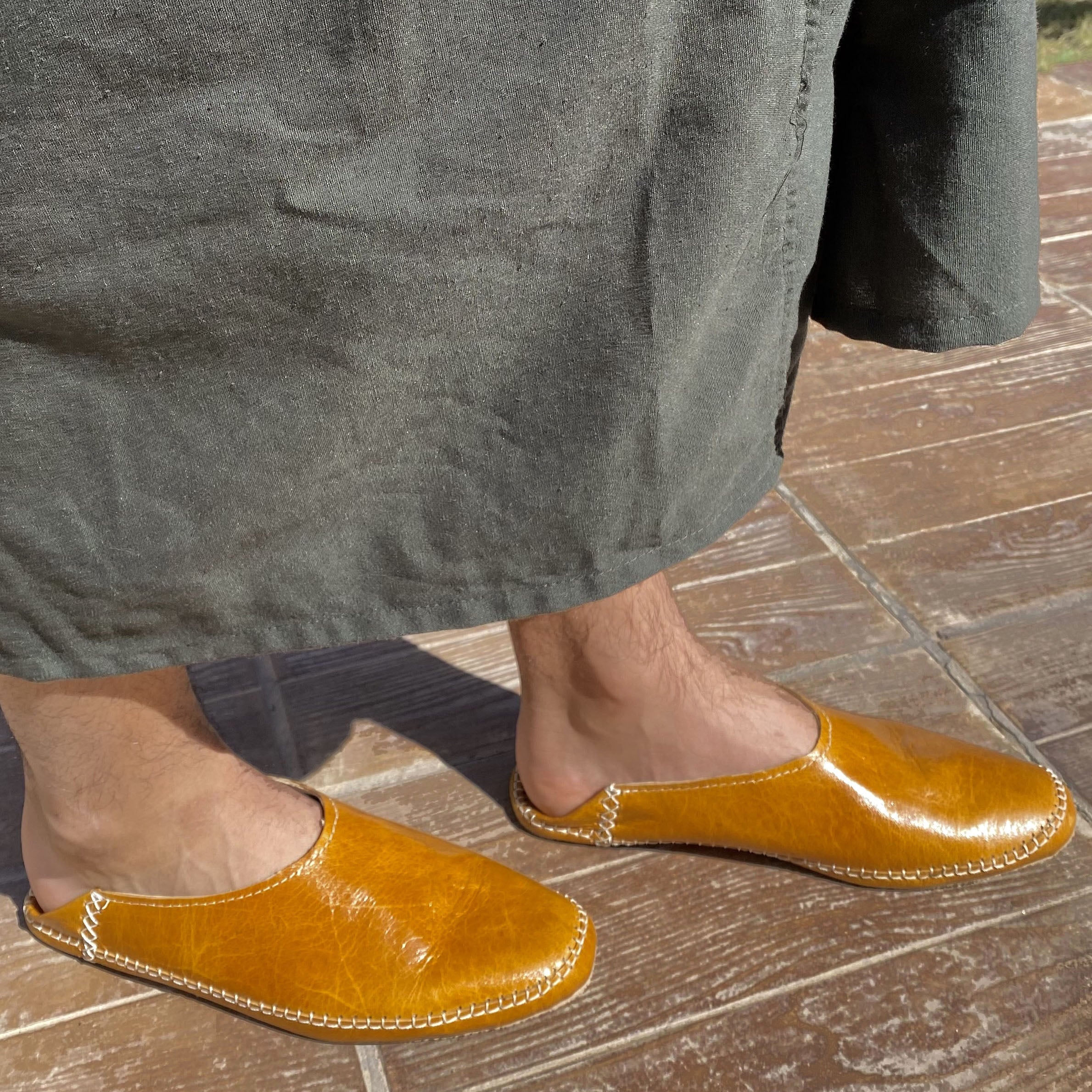 Babouches Miled fait main en cuir véritable pour hommes - artisanat Tunisien fait main | ILEYCOM