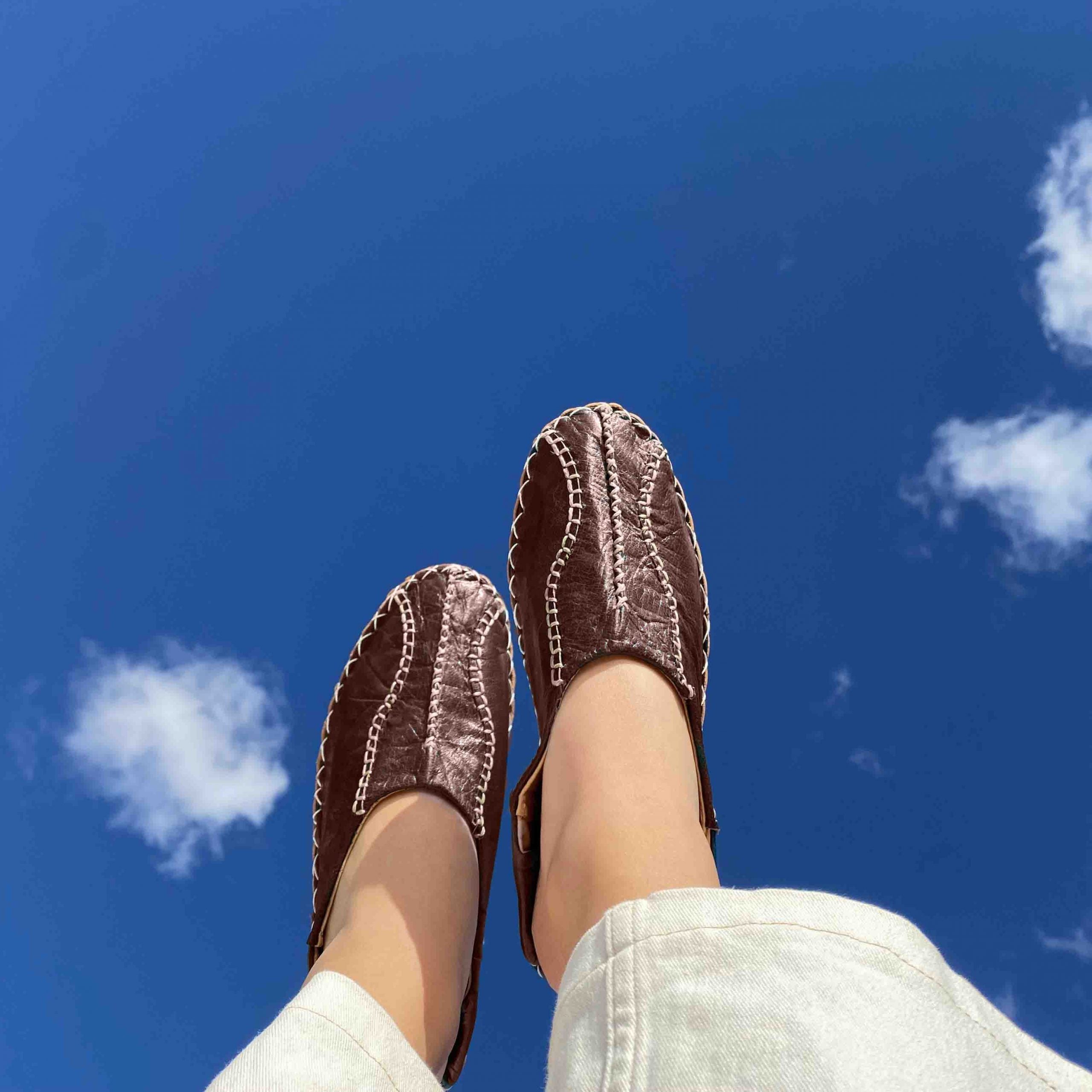 Babouches Zina entièrement fait main en cuir véritable pour femmes - artisanat Tunisien fait main | ILEYCOM