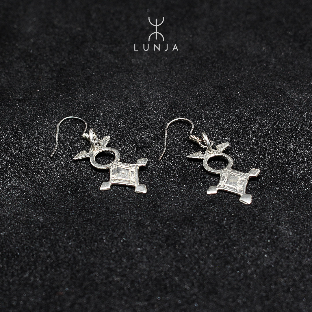 Boucle d'oreille amazeigh "Agadez" croix du sud en argent - artisanat Tunisien fait main | ILEYCOM