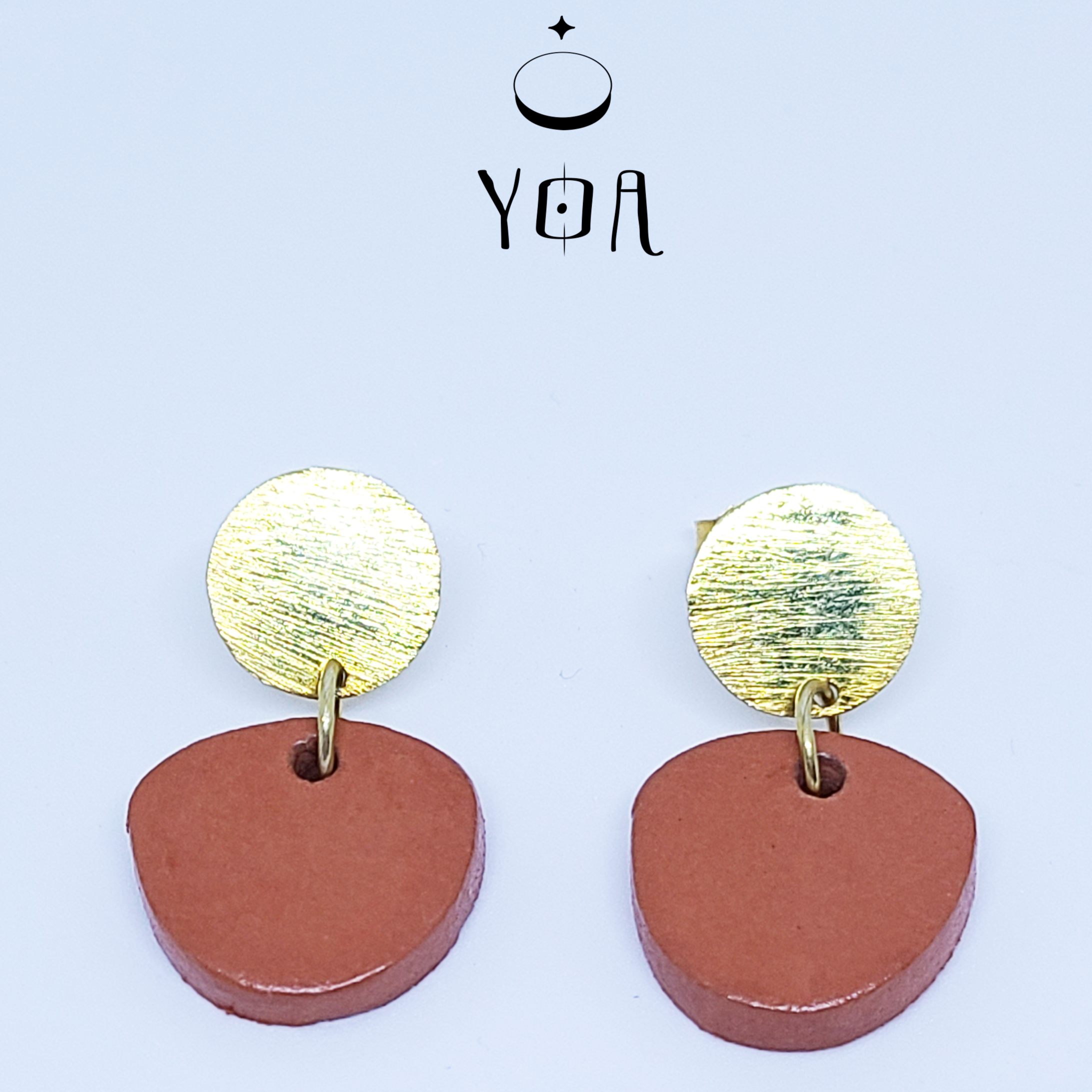 Boucles d'oreilles terracotta et argent plaqué or - artisanat Tunisien fait main | ILEYCOM