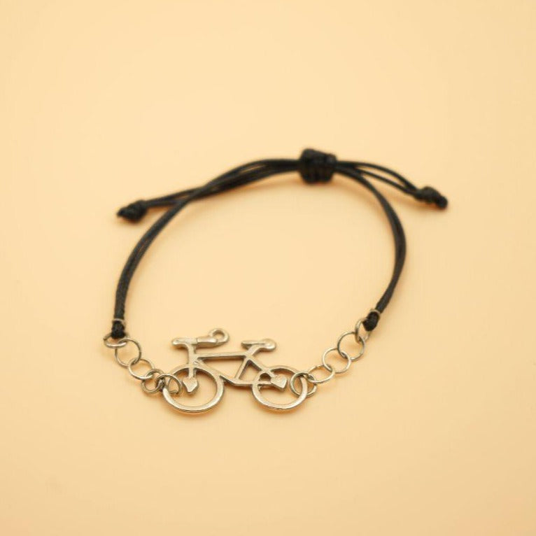 Bracelet cordon et acier inoxydable bicyclette Unisexe - artisanat Tunisien fait main | ILEYCOM