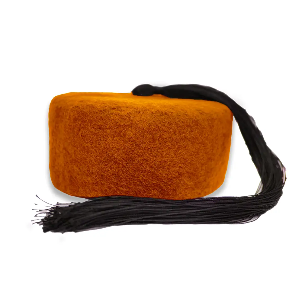 Chéchia Tunisienne Orange Avec Pompon En Laine - artisanat Tunisien fait main | ILEYCOM