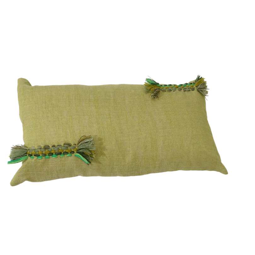 Coussin berbère, coussin hand made en Tunisie, coussin pistache motif en broderi - artisanat Tunisien fait main | ILEYCOM