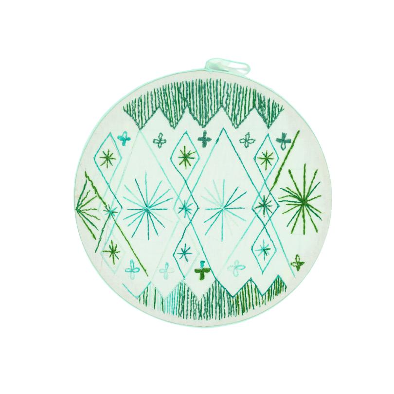 Décoration murale de broderie faite à la main " Verte " - artisanat Tunisien fait main | ILEYCOM