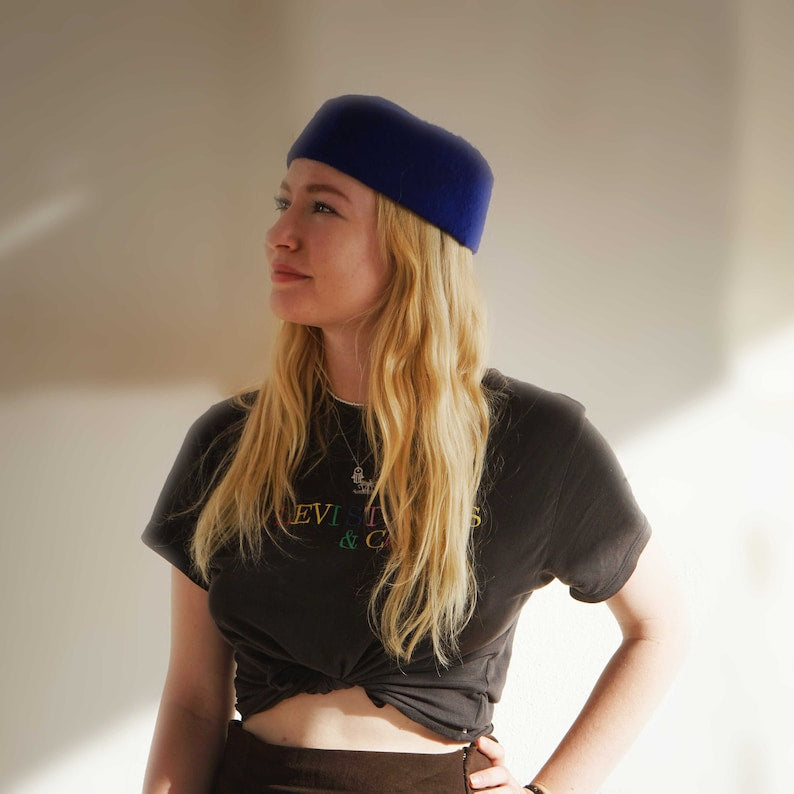 Chéchia Tunisienne Bleue En Laine