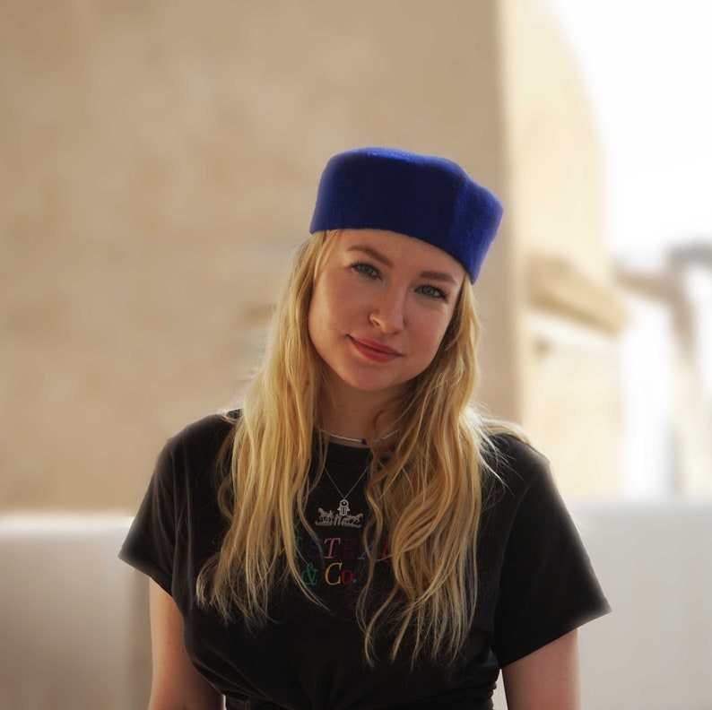 Chéchia Tunisienne Bleue En Laine