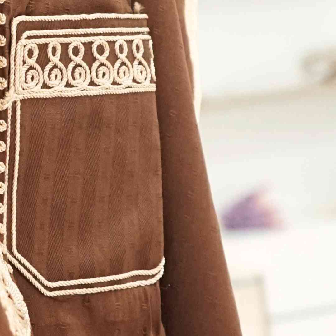 Jebba Tunisienne Marron en Lin - artisanat Tunisien fait main | ILEYCOM