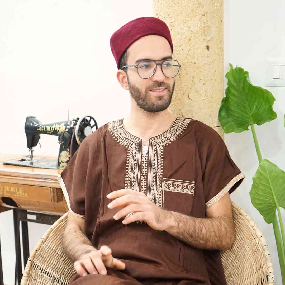 Jebba Tunisienne Marron en Lin - artisanat Tunisien fait main | ILEYCOM