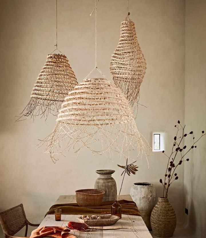 Luminaire fait-main en fibres de palmier - artisanat Tunisien fait main | ILEYCOM
