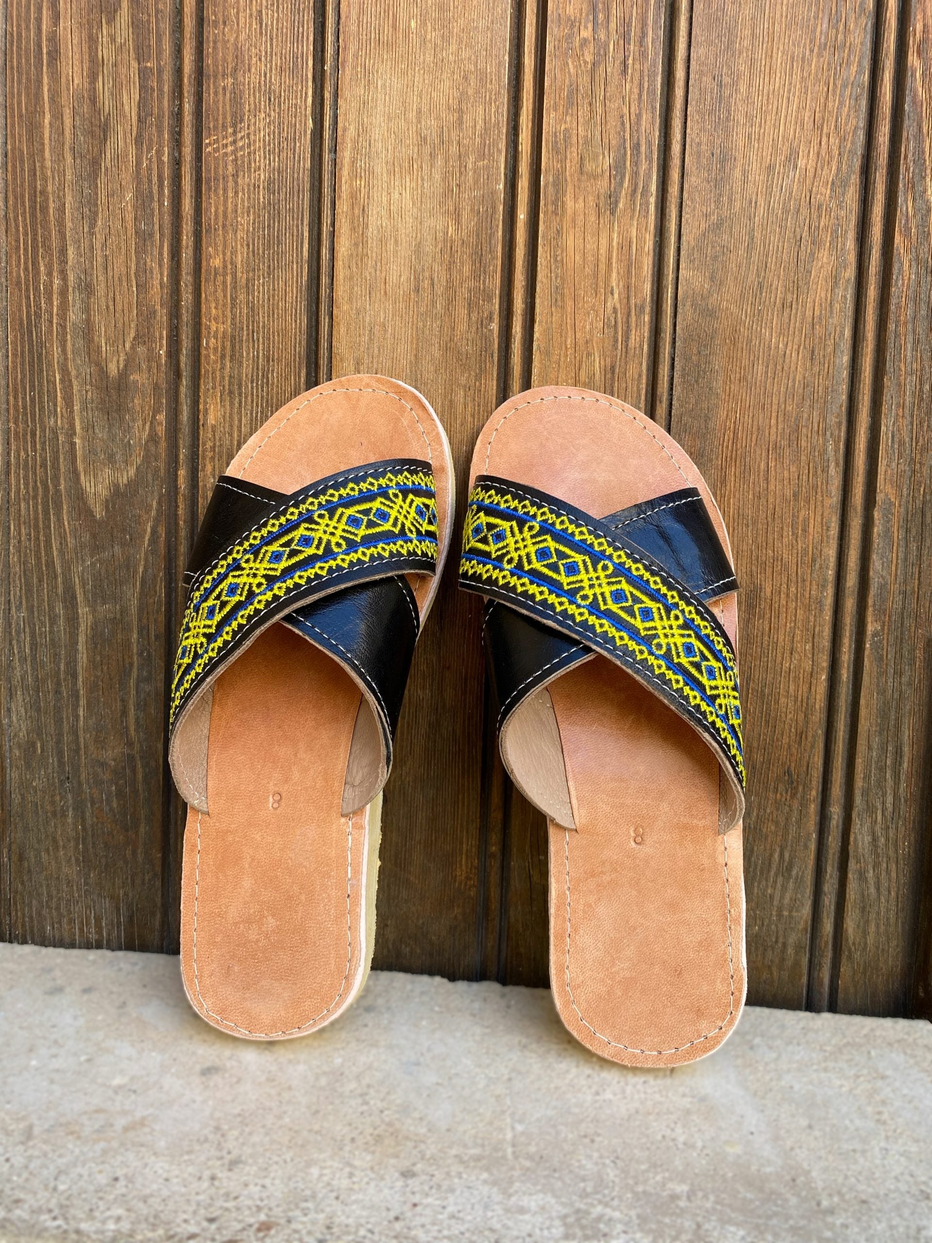 Mule pour femme "Baïa" tige croisée en cuir véritable - artisanat Tunisien fait main | ILEYCOM