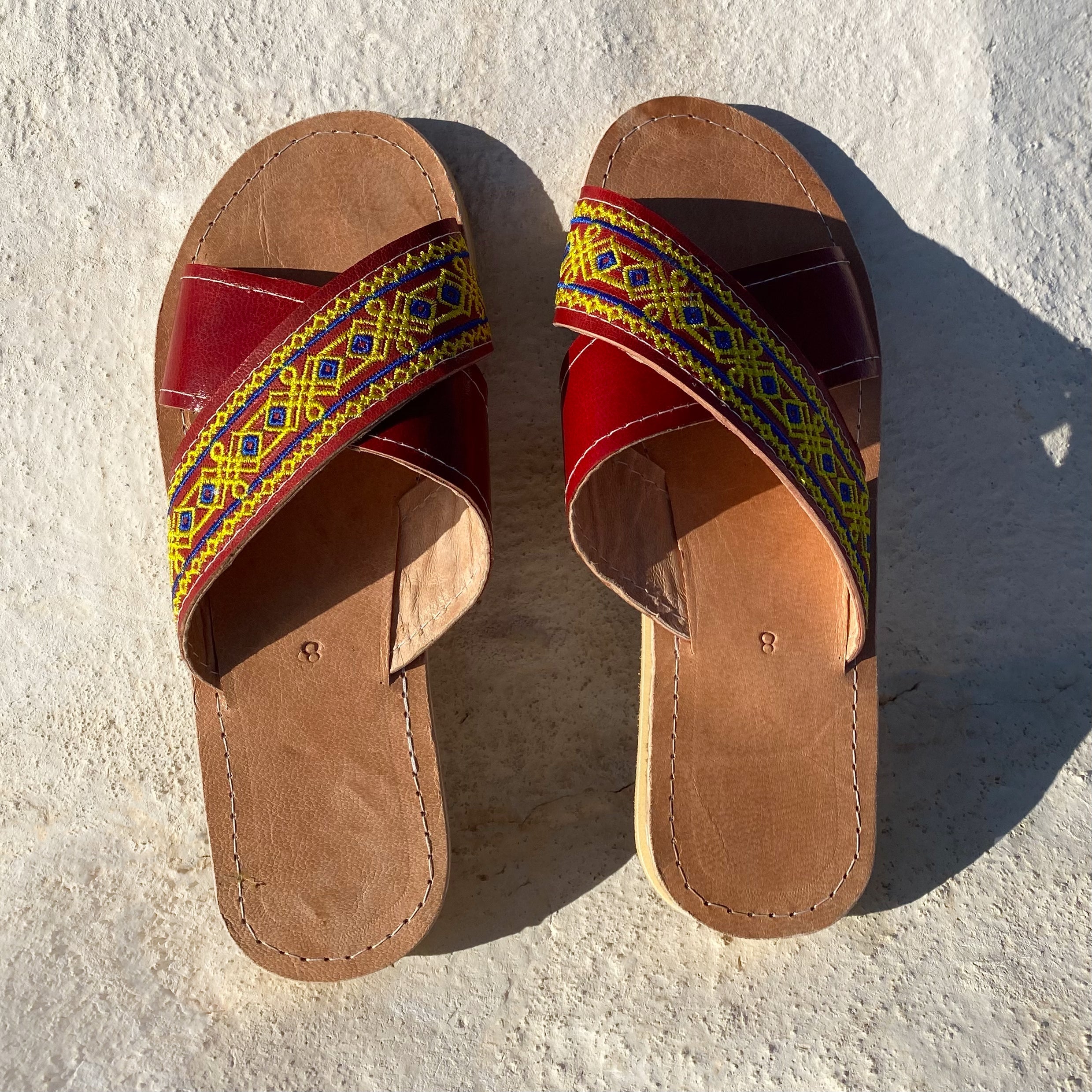 Mule pour femme "Baïa" tige croisée en cuir véritable - artisanat Tunisien fait main | ILEYCOM