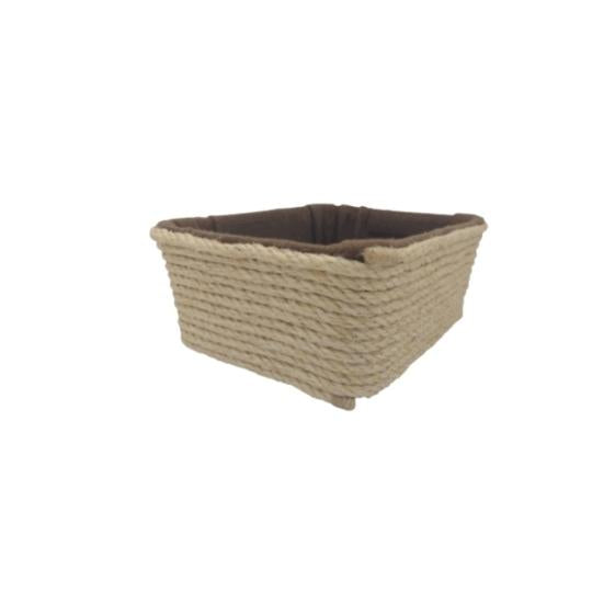 Panier rectangulaire de rangement - En sisal et tissu – Dimension 24*20*10 - artisanat Tunisien fait main | ILEYCOM