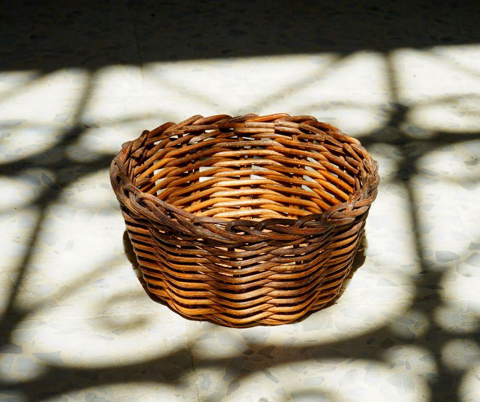 Brown round rattan basket