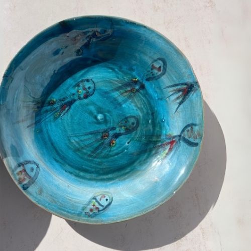 Octopod design ceramic soup plate
