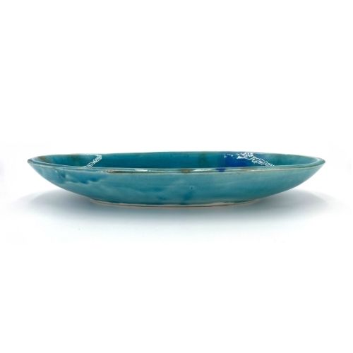 Plat ovale bleu en céramique - artisanat Tunisien fait main | ILEYCOM